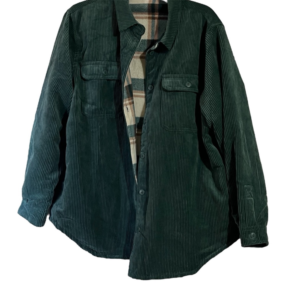 Love Tree•Reversible Plaid & Green Utility Jacket - Picture 2 of 15